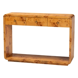 bali & pari Netra Modern and Contemporary Natural Real Burl Wood Console Table